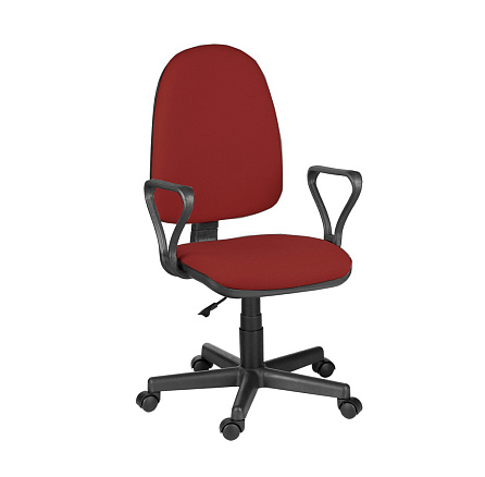 ПРЕСТИЖ Самба Кресло ткань, крестовина пластик обивка черно-красный В-9, каркас черный