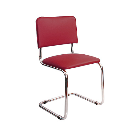 СИЛЬВИЯ Стул иск. кожа, полозья хром обивка красный V-27, каркас хром