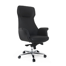 MB-613 Кресло кожа/экокожа, крестовина алюм., механизм мультиблок, обивка черный K08/PU019