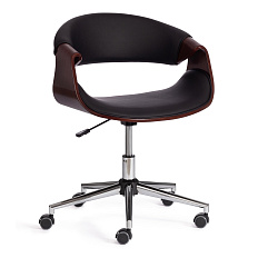 BEND Кресло иск. кожа черный/орех, крестовина хром, код 13665