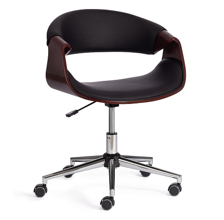 BEND Кресло иск. кожа черный/орех, крестовина хром, код 13665