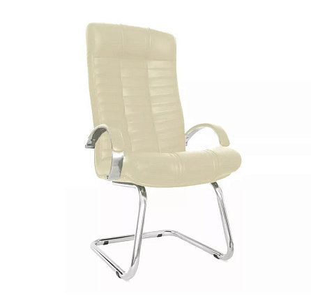 АТЛАНТ Хром конференц Кресло кожа+к/з, полозья хром обивка бежевый, каркас хром