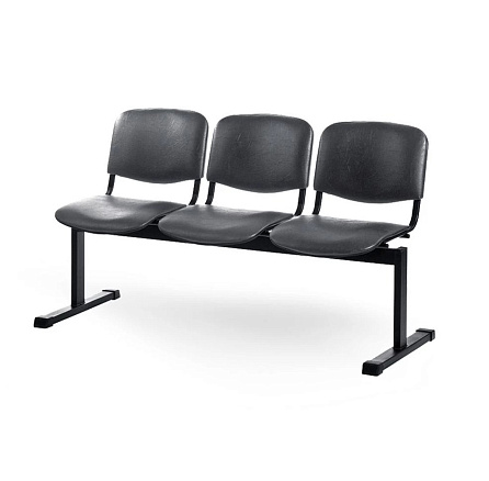 ТРИО СМ82/2-03 Многоместная секция обивка черный К-01, каркас черный RAL 9005