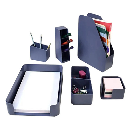 Marandi Настольный набор пластик, 7 предм., глубокий синий с оттенками серого