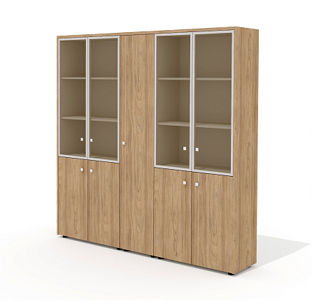 Шкаф для документов (комплектация 49) 203,6х37х200,8 Рио Директ / Rio Direct вяз швейцарский/беж/сте