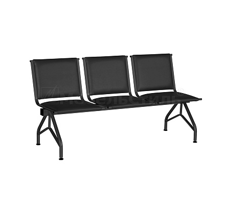 ТАЙМ СМ 86-03 Многоместная секция иск. кожа, каркас металл черный К-01 черный