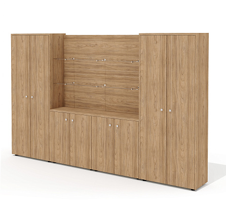 Шкафная группа (комплектация 52) 327,2х37х200,8 Рио Директ / Rio Direct вяз швейцарский/беж/стекло