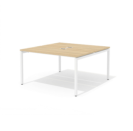 RM-3.1 (x2) + F-45 Сдвоенный стол прямой с люком на металлокаркасе Rio Project швейцарский вяз / белый