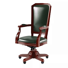 Версаль GL-5022 Кресло кожа/экокожа,крест.дерево обивка темно-зеленый Madras 2005,каркас темн.орех