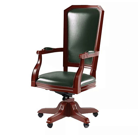 Версаль GL-5022 Кресло кожа/экокожа,крест.дерево обивка темно-зеленый Madras 2005,каркас темн.орех