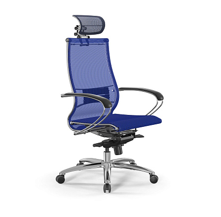 S-2 Samurai Кресло сетка/экокожа  Infinity Easy Clean, обивка синий 1В.2.15.49