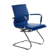 CH-993-Low-V Кресло экокожа, полозья обивка синий blue, каркас хром, ID843287