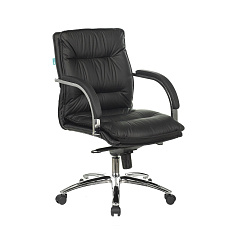 T-9927SL-LOW Кресло кожа+к/з низкая спин.,крест.хром обивка черный, каркас хром, ID1360685