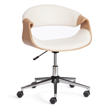 BEND Кресло иск. кожа белый/натуральный, крестовина хром, код 13664