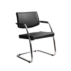 DELTA silver Стул иск. кожа, полозья металл обивка черный V-4, каркас серебристый