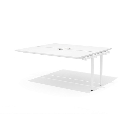 RM-2.1 (x2) + F-62 Промежуточный сдвоенный стол прямой с люком на металлокаркасе Rio Project белый
