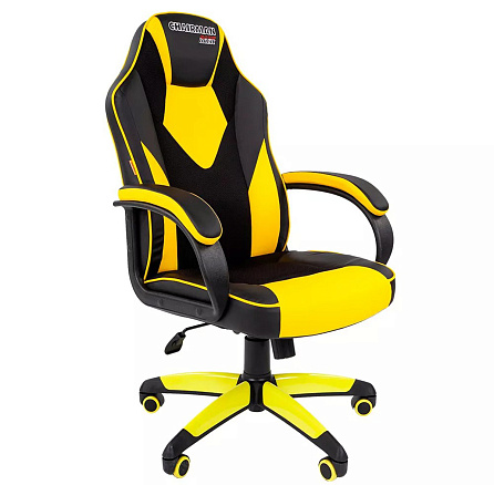 Game 17 Chairman Кресло экопремиум, крестовина пластик обивка черный/желтый, ID07028515