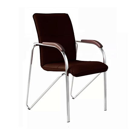 SAMBA Стул иск. кожа  хром темно-коричневый V-3  темный орех 1.031