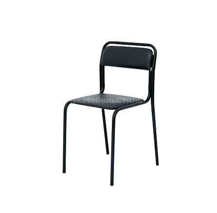 ЮНИТ СМ7/7-02 Стул иск. кожа, каркас металл обивка черный К-01, каркас черный муар RAL 9005