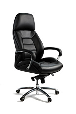 Porshe F181 black leather Кресло кожа+к/з черный, крестовина алюминий