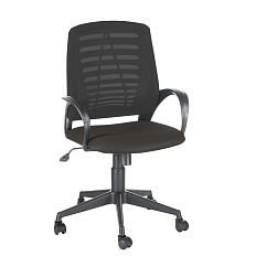 Ирис Кресло ткань,крест.пластик,механизм пиастра сиденье черный TW-11,спинка W-черн,каркас черный