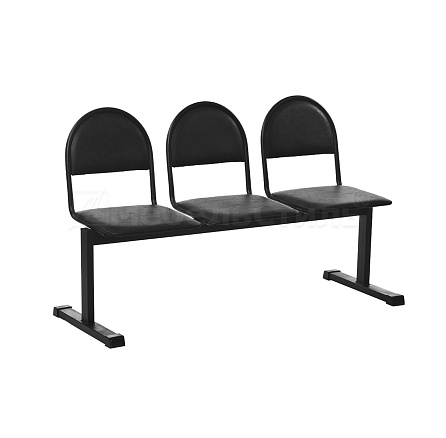 ТРОЙКА СМ91-03 Многоместная секция иск.кожа,каркас металл черный К-01 черный муар RAL 9005