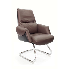 AR-C107A-V Кресло кожа+экокожа, полозья хром обивка тёмно-коричневый/черный PW6812/K61-5