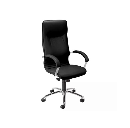 Nova steel chrome Кресло кожа+к/з, крестовина хром обивка черный SP-A