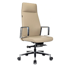 JONS Кресло кожа+к/з, крестовина алюминий обивка бежевый, ID1120264