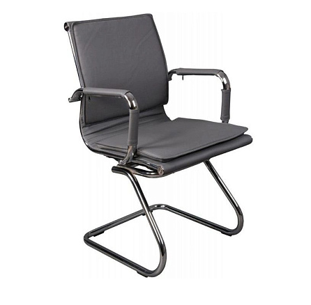 CH-993-Low-V Кресло экокожа, полозья обивка серый grey, каркас хром, ID813067