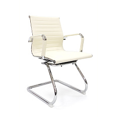 RT-04S Кресло экокожа, полозья хром обивка светло-бежевый 70-5