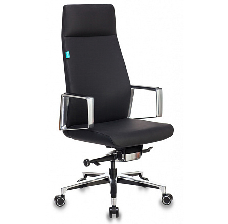 JONS Кресло кожа+к/з, крестовина алюминий обивка черный, ID1120263