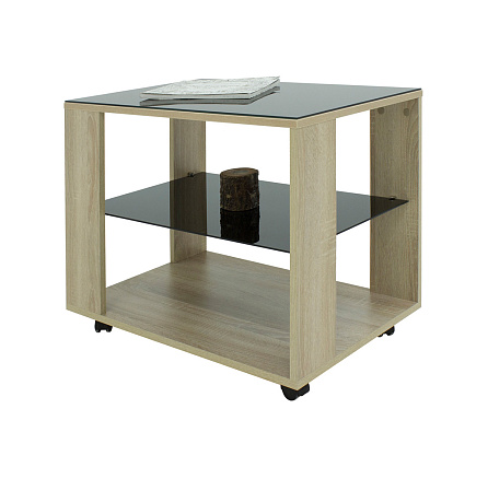 Beauty Style 5 Стол журнальный сонома  стекло черное