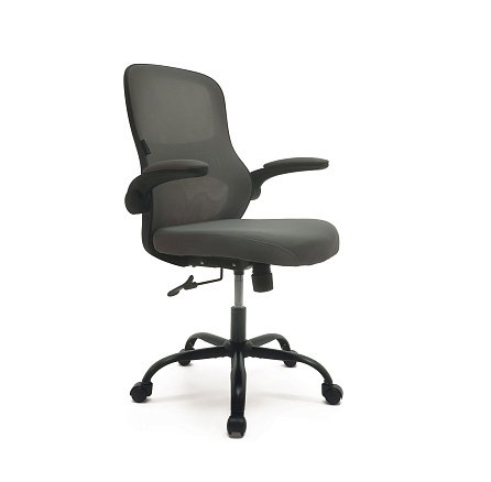 RT-2008-1 Кресло сетка, черная окрашенная крестовина, ТопГан обивка серый