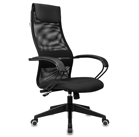 CH-607 Кресло сетка/ткань черный TW-01, крестов.пластик, ID1751569