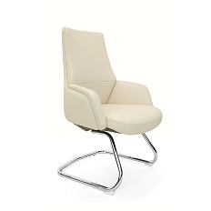 AR-C107-V Кресло кожа+экокожа, полозья хром обивка бежевый PW8621/K61-6