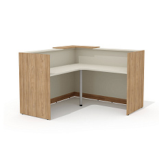 Стойка администратора угловая с декоративной панелью 172,3х172,3х109,8 беж/вяз швейцарский