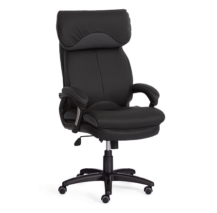 DUKE Кресло иск.кожа/ткань,крест.пластик черный/серый 36-6/12 (код 12904)