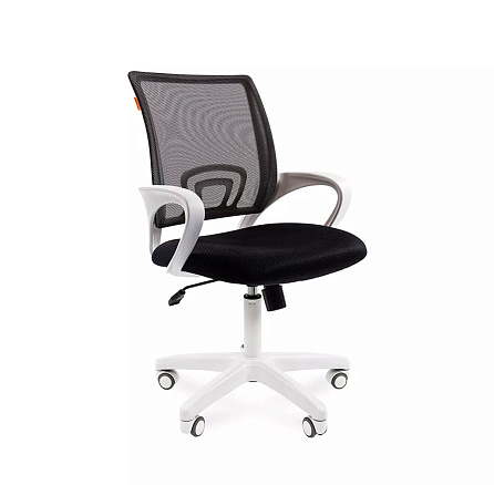 696 White Кресло сетка/ткань, крестовина пластик обивка черный TW-01/TW-11, каркас белый ID 7014835