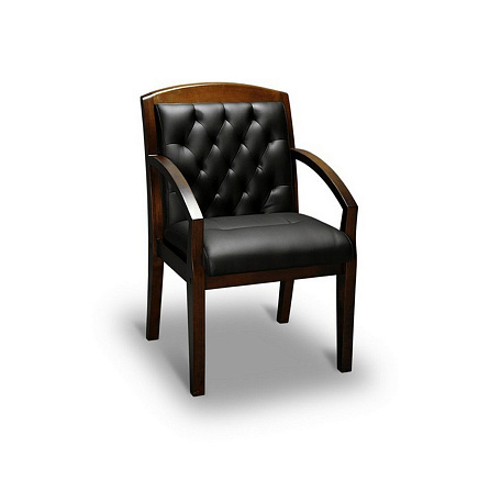 Congress lux Стул кожа, каркас дерево обивка черный, подлокотники темный орех