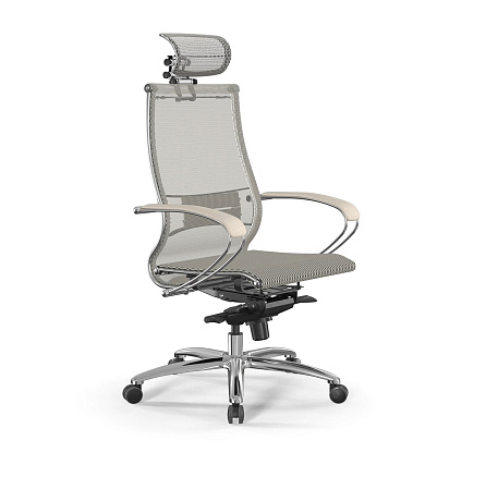 S-2 Samurai Кресло сетка/экокожа  Infinity Easy Clean, обивка молочный 19.2.15.49 