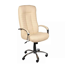 АТЛАНТ Кресло кожа+к/з, крестовина хром обивка бежевый