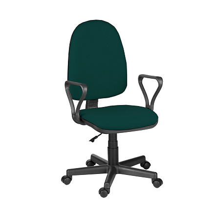 ПРЕСТИЖ Самба Кресло ткань, крестовина пластик обивка черно-зеленый В-21, каркас черный