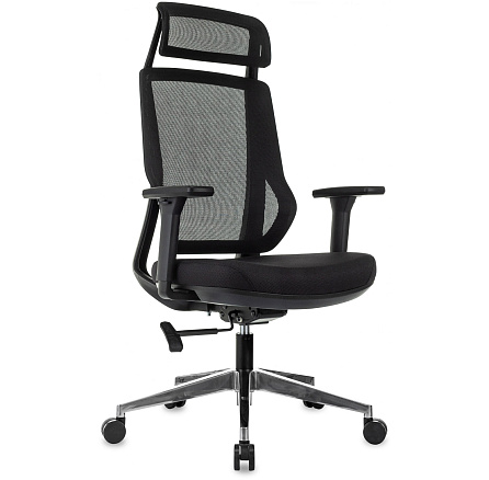 MC-412N-H Кресло сетка/ткань,крест.алюм. черный ID2026950  