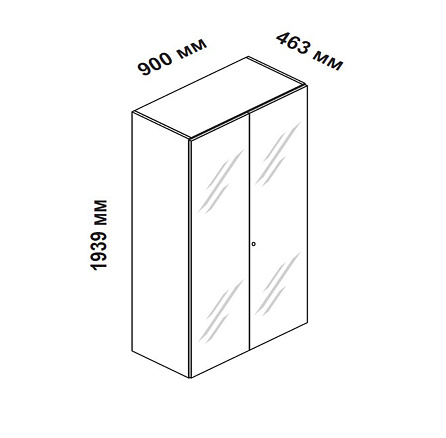 156932 Шкаф для кабинета высокий с двумя стеклянными дверцами и замком Enosi Белый LS (68)