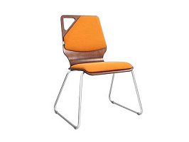 Molly chrome wood Стул плюш, каркас хром обивка оранжевый/темный орех A09/1.031, каркас хром