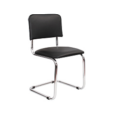 СИЛЬВИЯ Стул иск. кожа, полозья хром обивка черный V-14, каркас хром