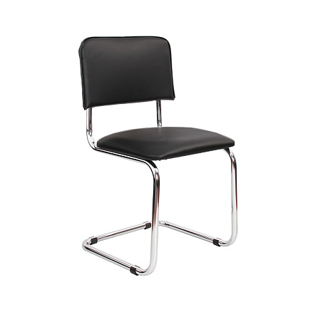 СИЛЬВИЯ Стул иск. кожа, полозья хром обивка черный V-14, каркас хром