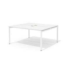 RM-2.1 (x2) + F-46 Сдвоенный стол прямой с люком на металлокаркасе Rio Project белый