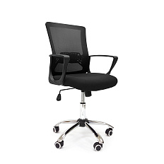 RT-2005 Кресло сетка, крестовина хром, ТопГан обивка черный